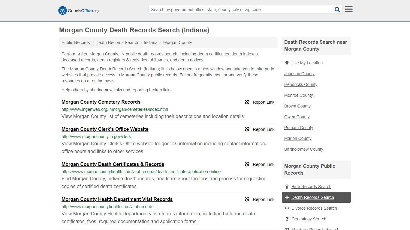 Death Records Search - Morgan County, IN (Death ...