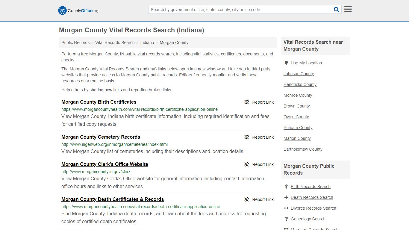 Vital Records Search - Morgan County, IN (Birth, Death ...